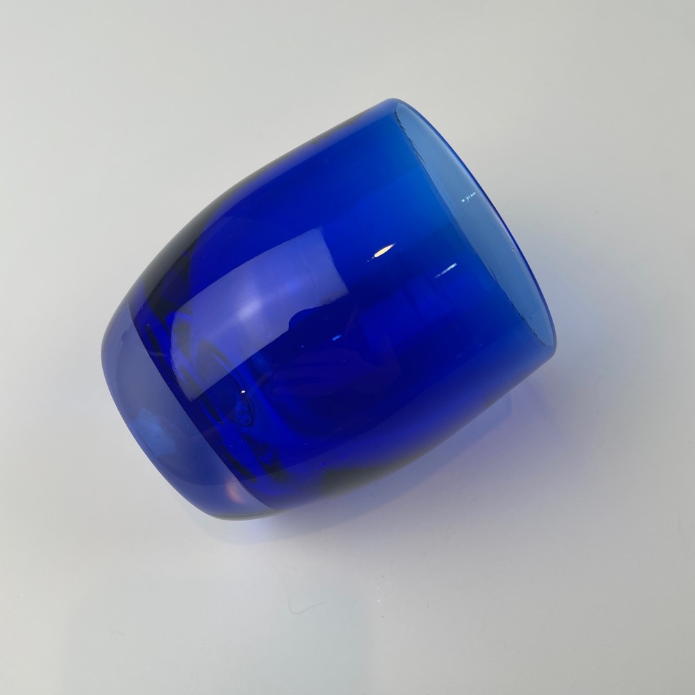 GLASSYBABY Egrari Beauty Royal Deep Translucent Blue Votive Candle Holder RARE - Picture 5 of 14